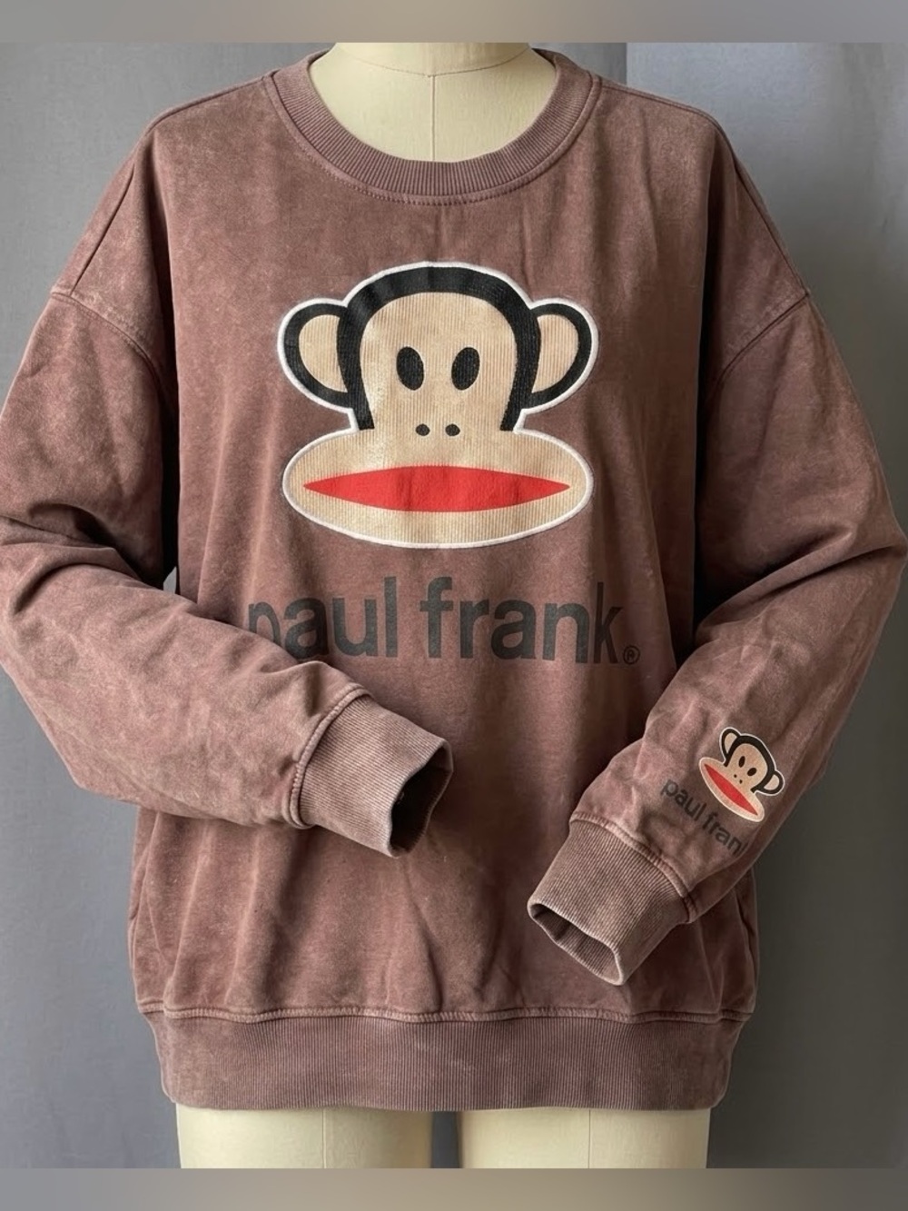Paul Frank Brown Mineral Wash 3D Graphic Sweatshirt. Retro, Y2K, e-girl 🐵